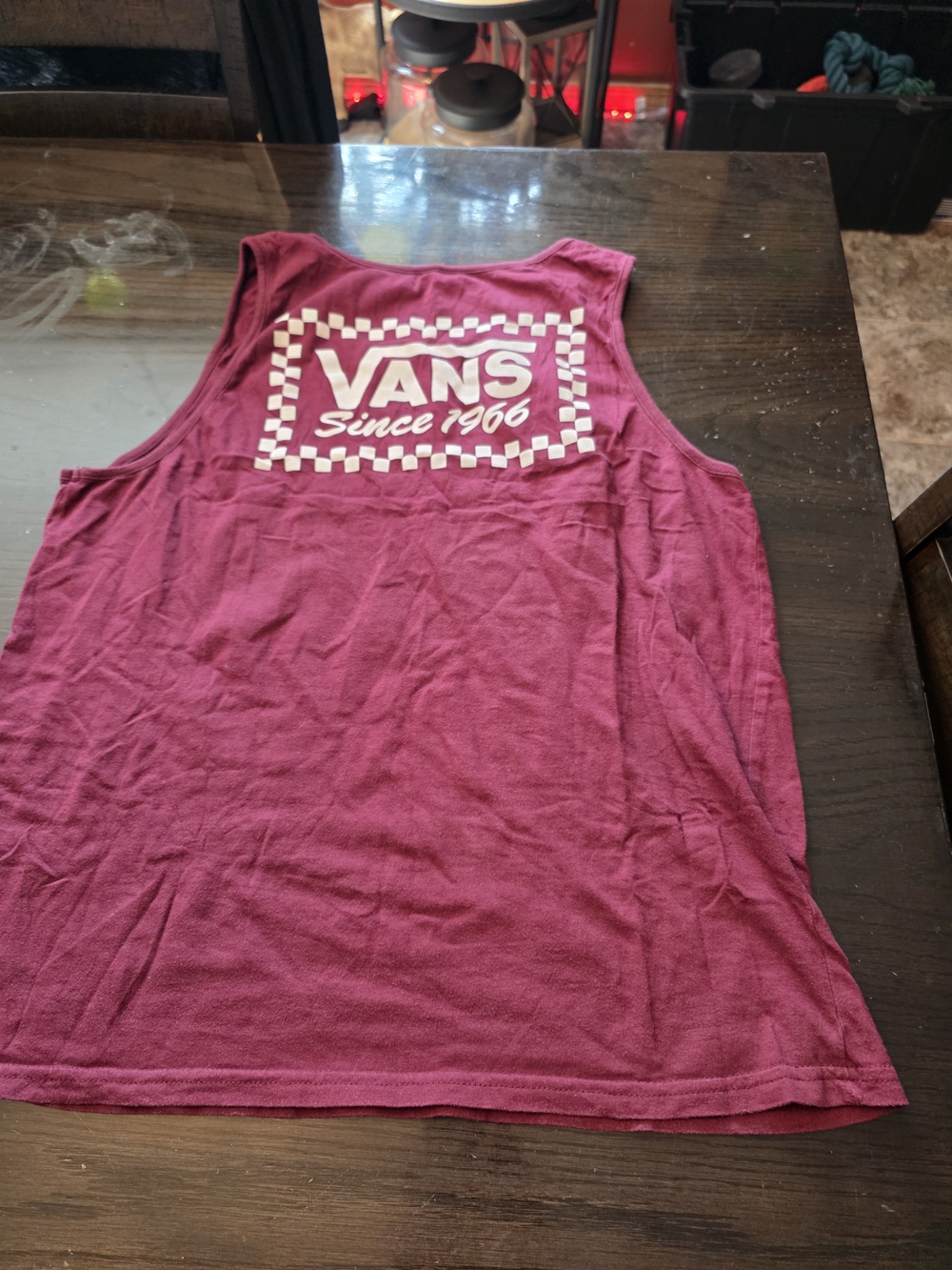 Vans Checkerboard Logo Tank Top - Burgundy